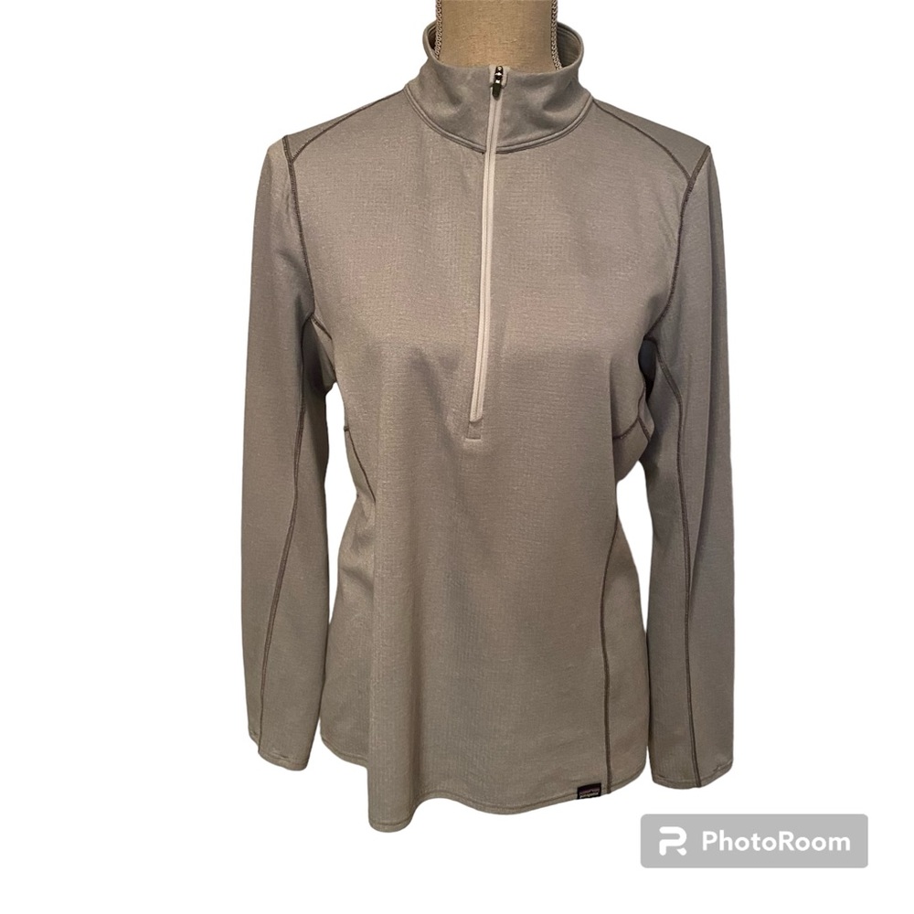 PATAGONIA WOMENS 1/4 1/2 ZIP GRAY TOP CAPILENE SWEATSHIRT ACTIVE Size L